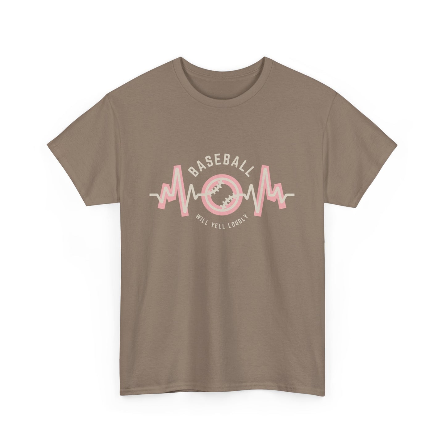 Baseball MOM Heartbeat Heavy Cotton Tee for Moms