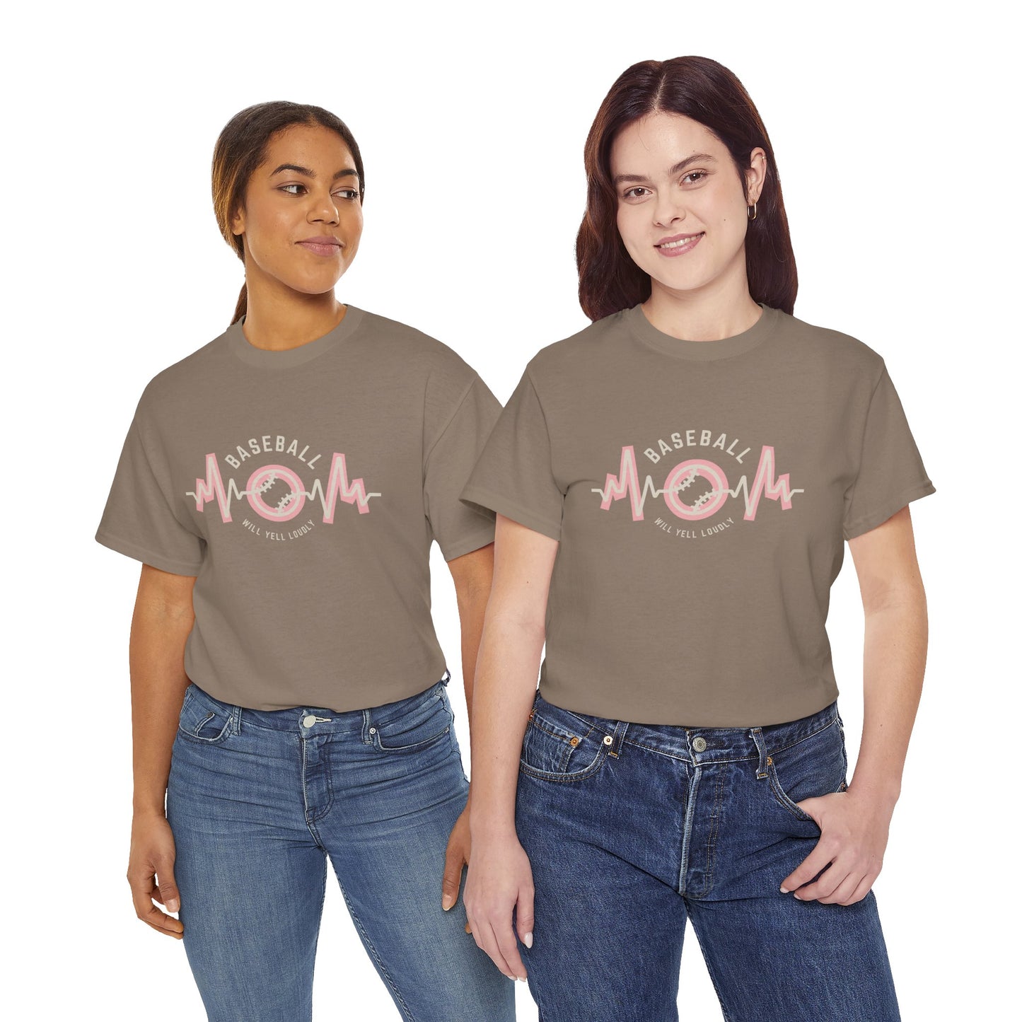 Baseball MOM Heartbeat Heavy Cotton Tee for Moms