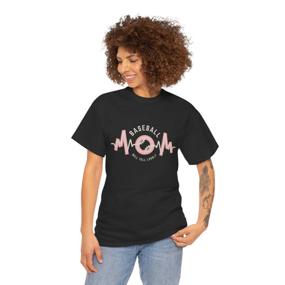 Baseball MOM Heartbeat Heavy Cotton Tee for Moms