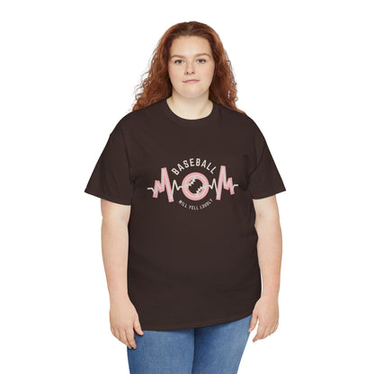 Baseball MOM Heartbeat Heavy Cotton Tee for Moms