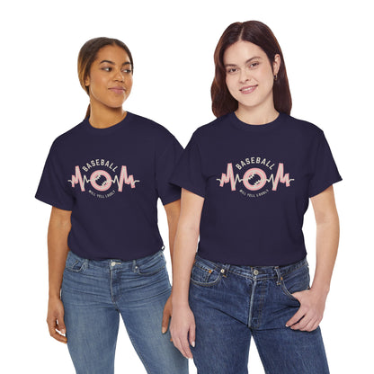 Baseball MOM Heartbeat Heavy Cotton Tee for Moms