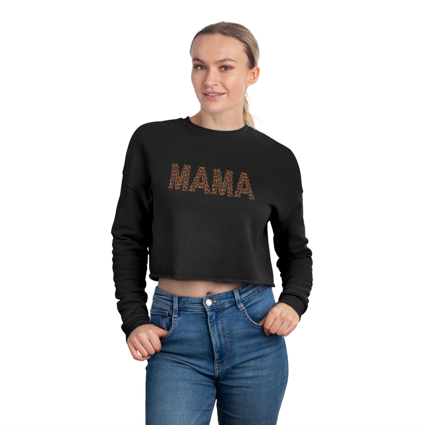 Leopard Mama Cropped Sweatshirt Cool Mom Apparel