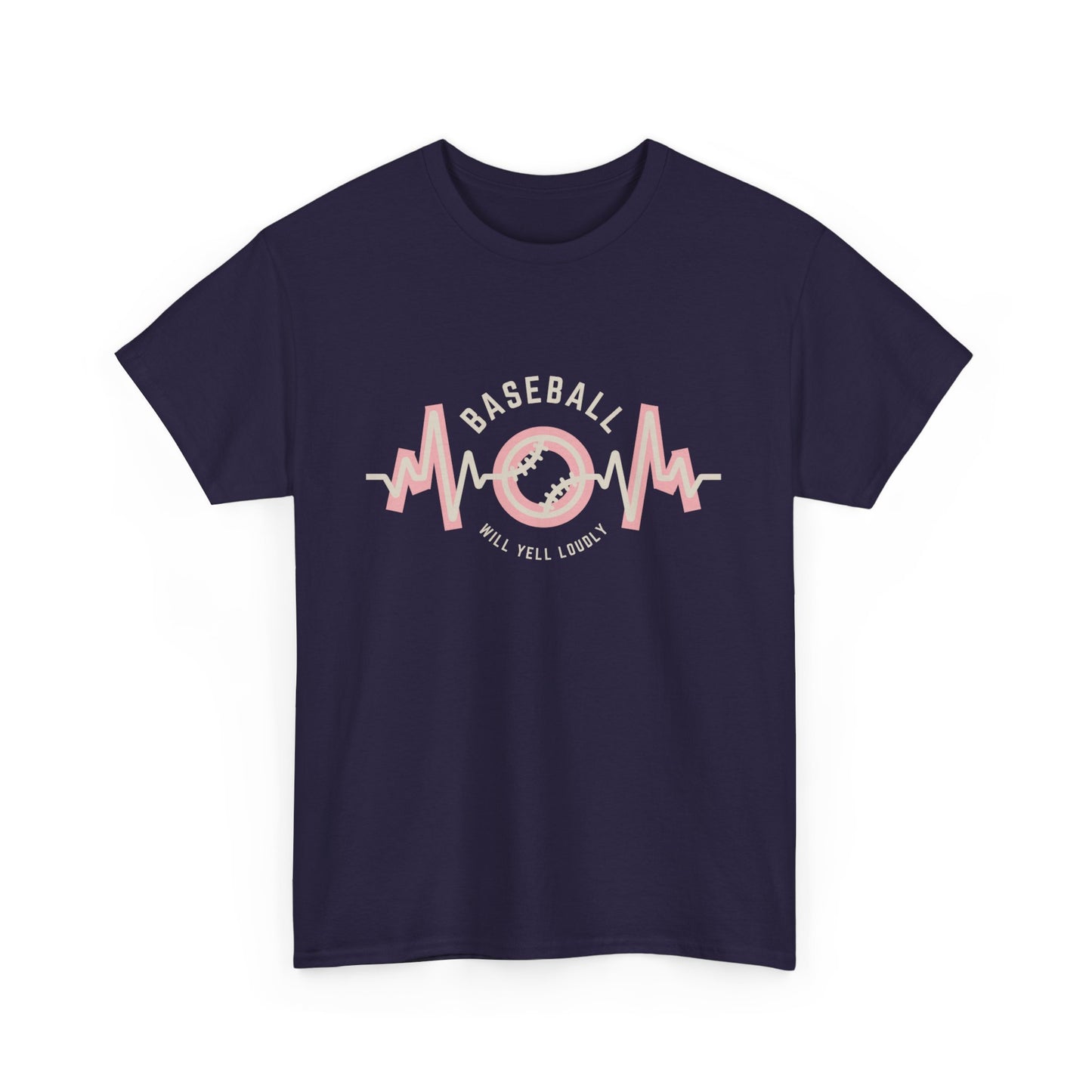 Baseball MOM Heartbeat Heavy Cotton Tee for Moms