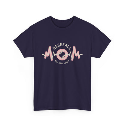 Baseball MOM Heartbeat Heavy Cotton Tee for Moms