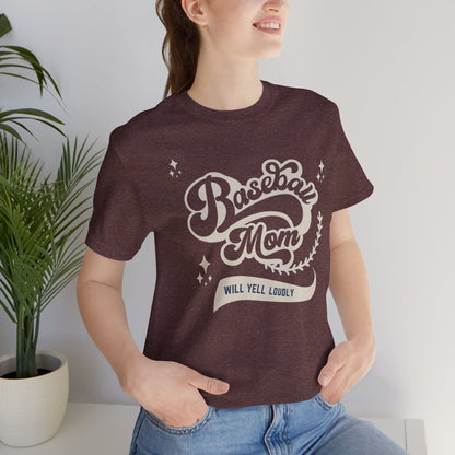 Baseball Mom Soft Cotton T-Shirt for Sports Fans, Gift for Baseball Moms,