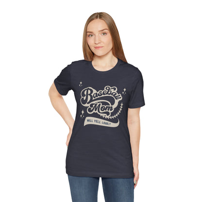 Baseball Mom Soft Cotton T-Shirt for Sports Fans, Gift for Baseball Moms,