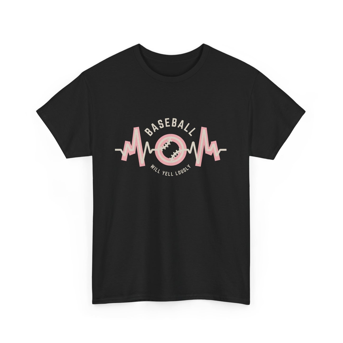 Baseball MOM Heartbeat Heavy Cotton Tee for Moms