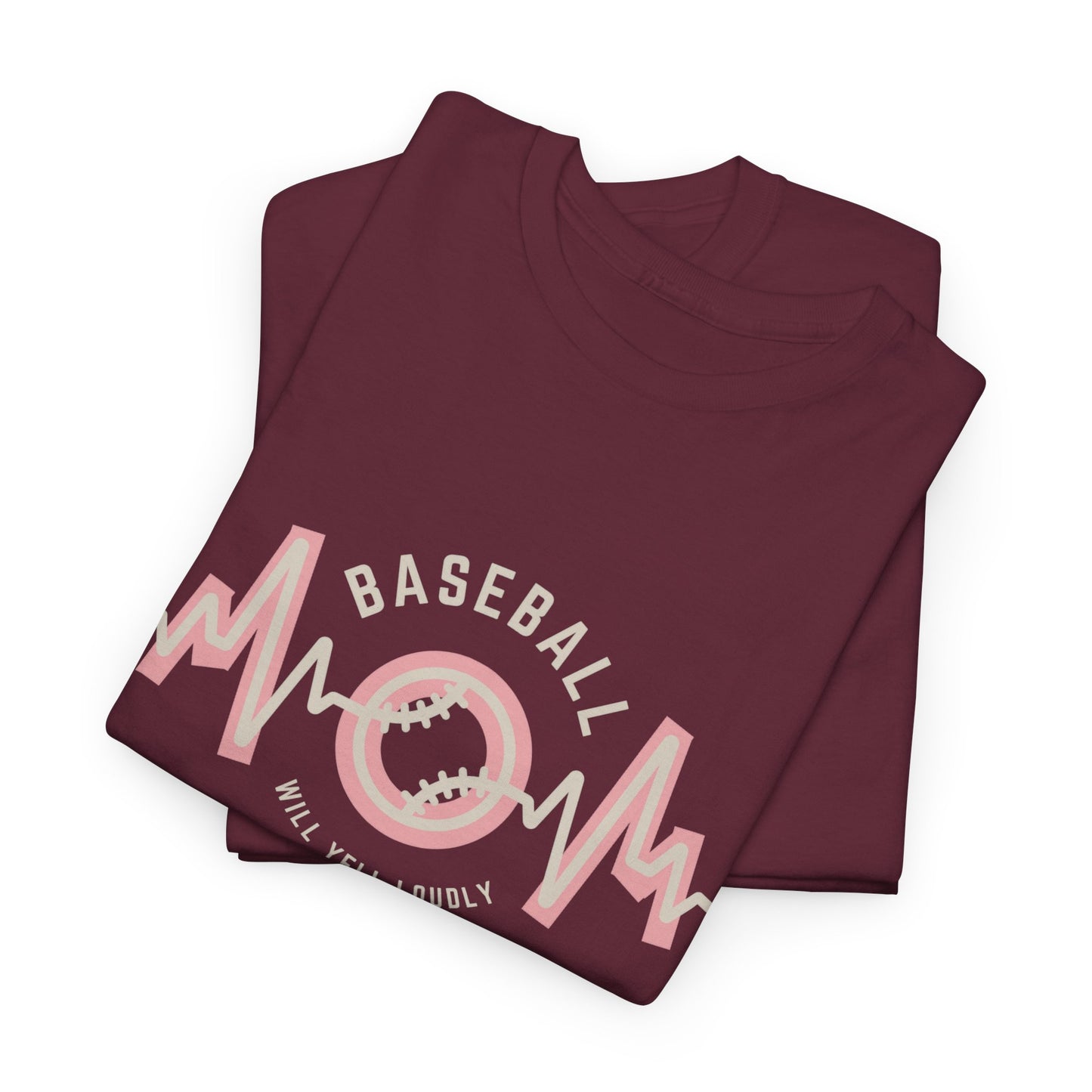 Baseball MOM Heartbeat Heavy Cotton Tee for Moms