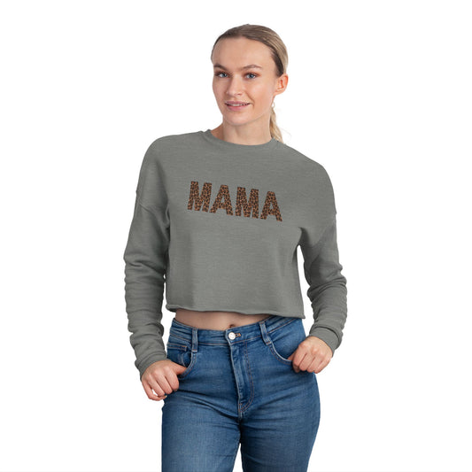 Leopard Mama Cropped Sweatshirt Cool Mom Apparel