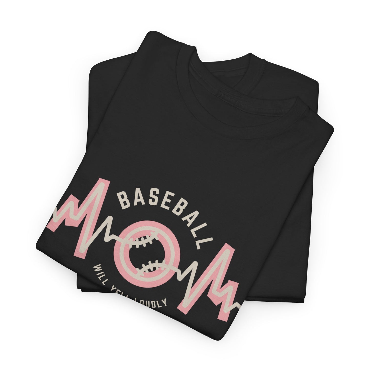 Baseball MOM Heartbeat Heavy Cotton Tee for Moms